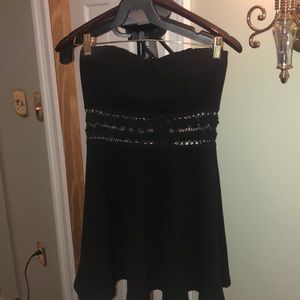 Strapless dress with lace detailing